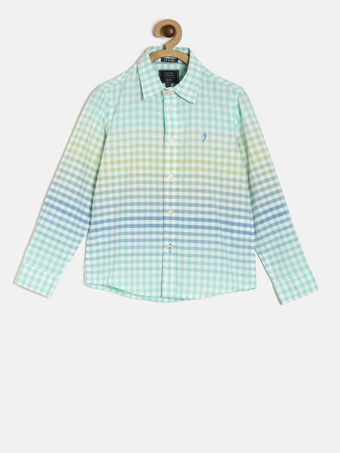 

Indian Terrain Boys Green & Blue Regular Fit Checked Casual Shirt