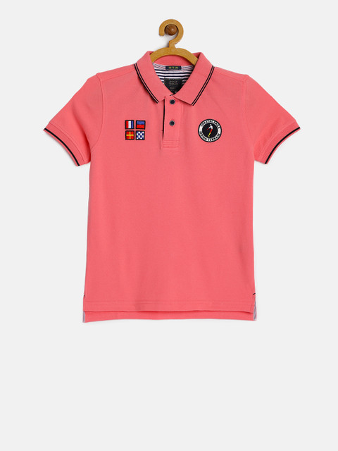 

Indian Terrain Boys Pink Solid Polo Collar T-shirt