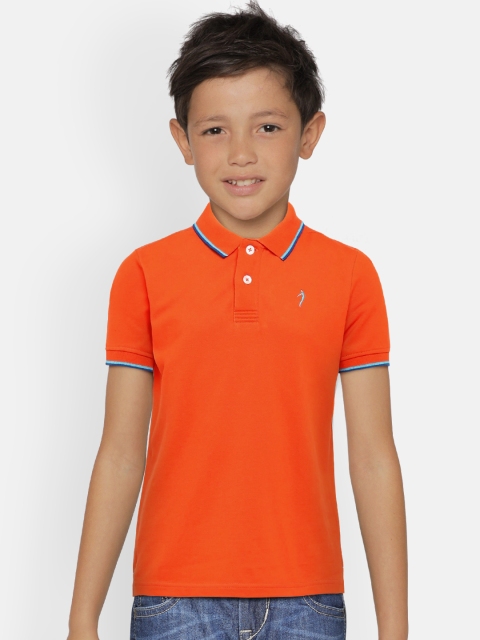 

Indian Terrain Boys Orange Solid Polo Collar T-shirt