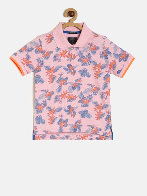 

Indian Terrain Boys Pink Printed Polo Collar T-shirt