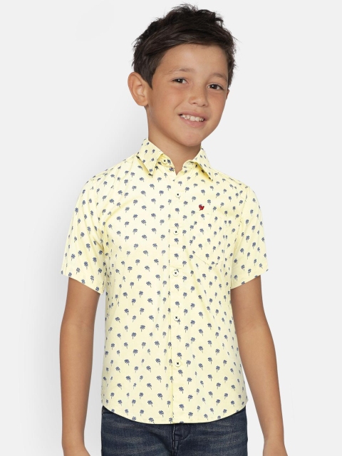 

612 league Boys Yellow & Blue Regular Fit Printed Casual Shirt