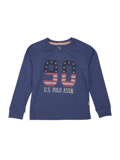 

U.S. Polo Assn. Kids Boys Blue Printed Round Neck T-shirt