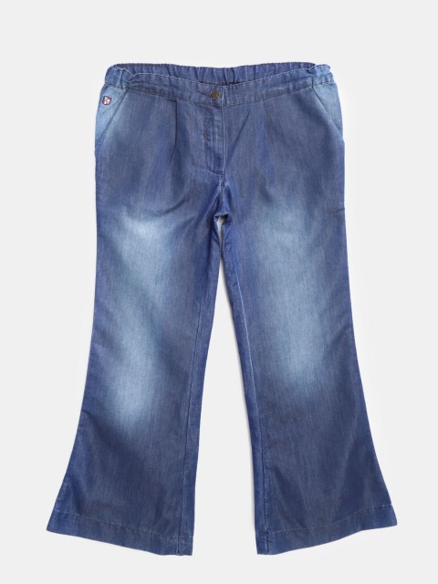 

U.S. Polo Assn. Kids Girls Blue Regular Fit Mid-Rise Clean Look Jeans