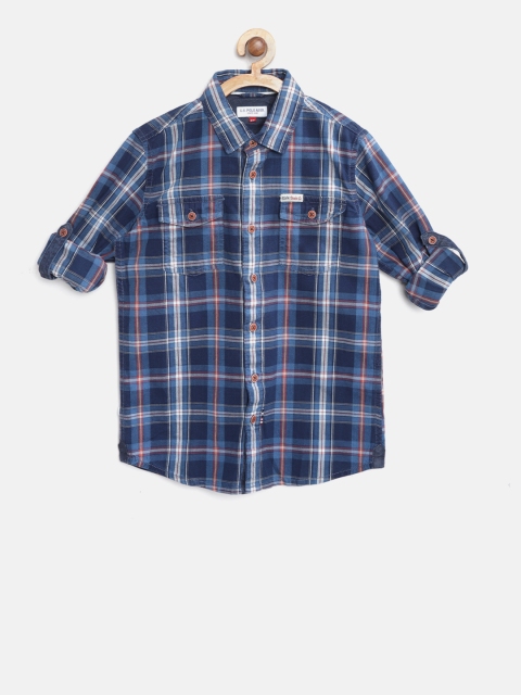 

U.S. Polo Assn. Kids Boys Navy & Red Regular Fit Checked Casual Shirt, Navy blue