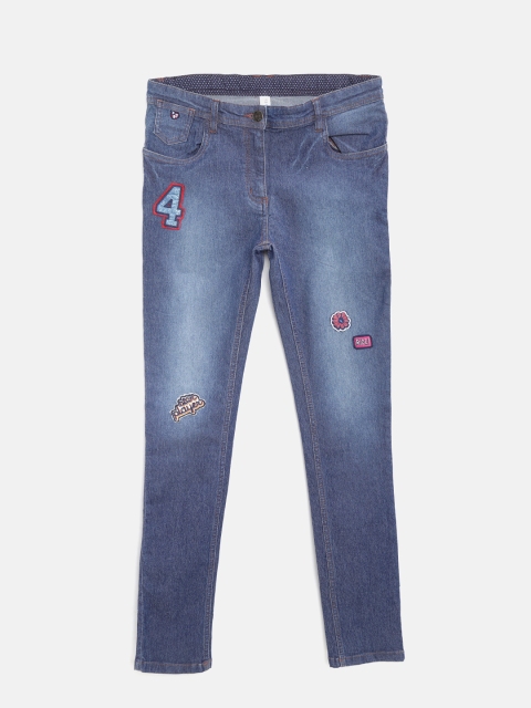 

U.S. Polo Assn. Kids Girls Blue Regular Fit Mid-Rise Clean Look Stretchable Jeans