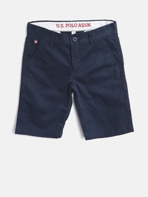 

U.S. Polo Assn. Kids Boys Navy Solid Chino Shorts, Navy blue