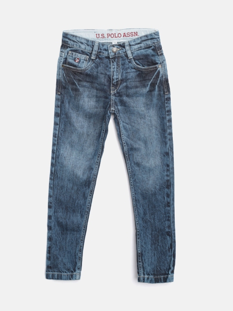 

U.S. Polo Assn. Kids Boys Blue Regular Fit Mid-Rise Clean Look Jeans
