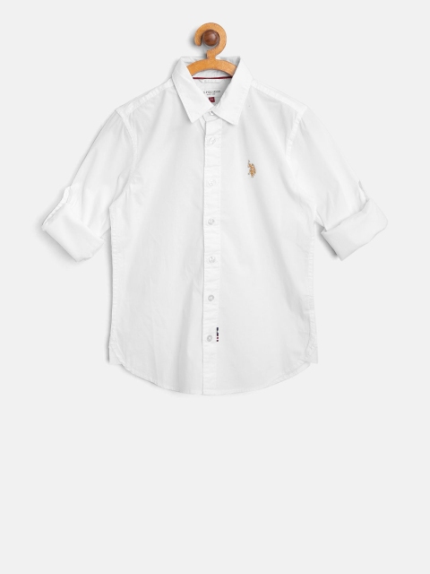 

U.S. Polo Assn. Kids Boys White Regular Fit Solid Casual Shirt