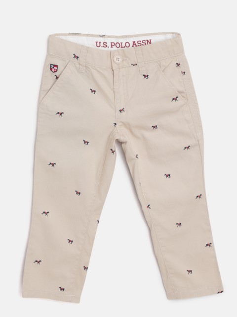 

U.S. Polo Assn. Kids Boys Beige Regular Fit Printed Trousers