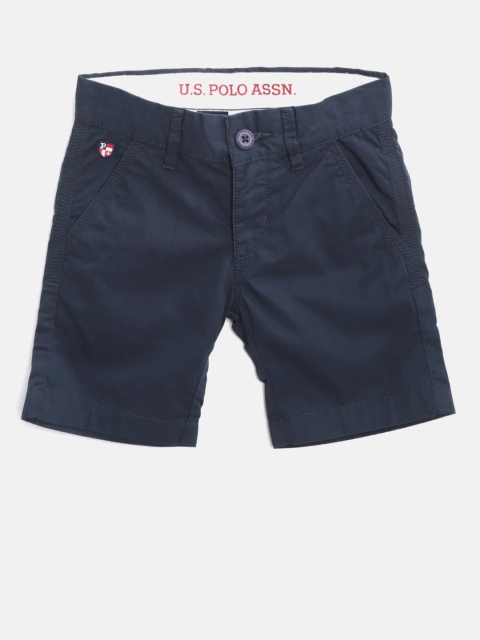 

U.S. Polo Assn. Kids Boys Navy Solid Regular Fit Chino Shorts, Navy blue