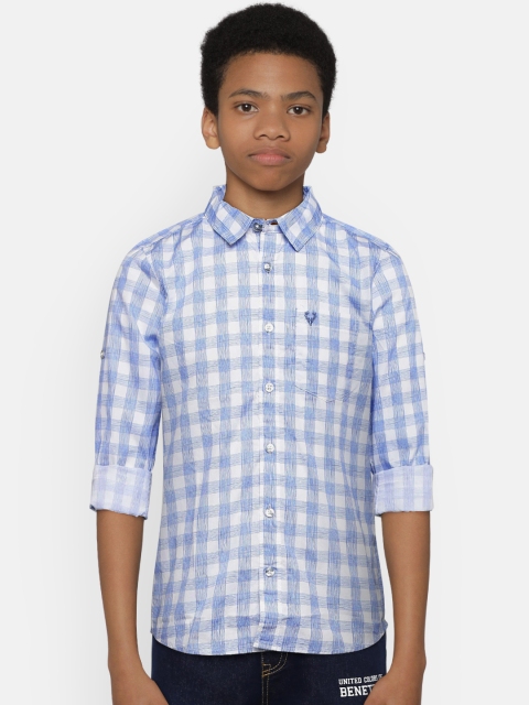 

Allen Solly Junior Boys White & Blue Regular Fit Checked Casual Shirt