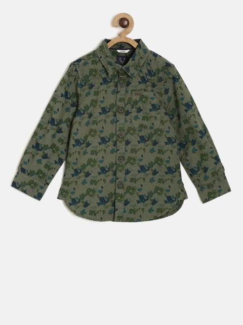

Allen Solly Junior Boys Olive Green Regular Fit Printed Casual Shirt