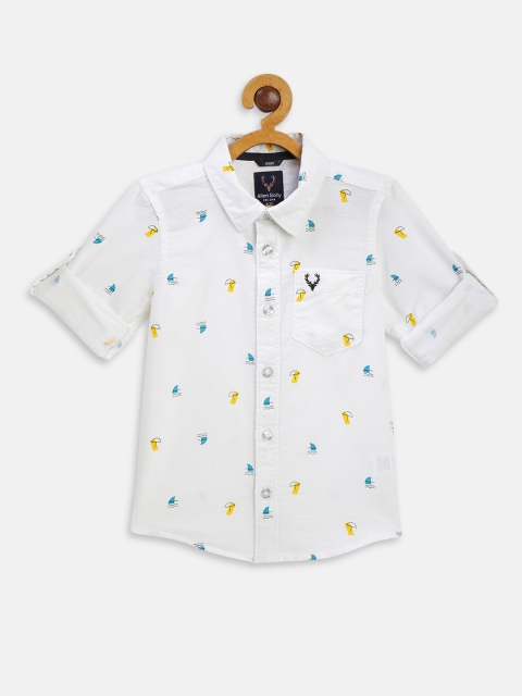 

Allen Solly Junior Boys White Regular Fit Printed Casual Shirt
