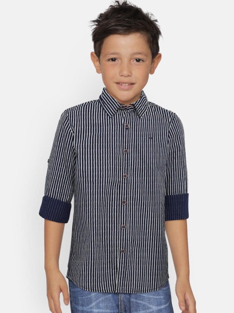 

Allen Solly Junior Boys Navy Blue & White Striped Casual Shirt