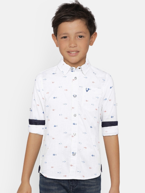 

Allen Solly Junior Boys White Printed Casual Shirt