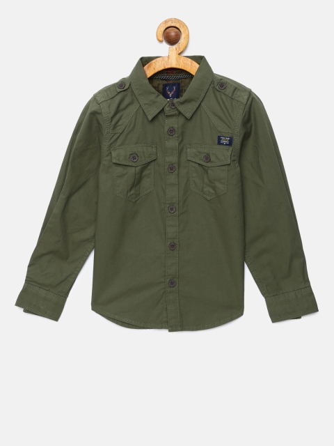

Allen Solly Junior Boys Olive Green Solid Casual Shirt