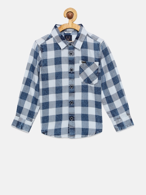 

Allen Solly Junior Boys Blue & White Regular Fit Checked Casual Shirt