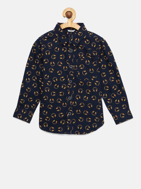 

Allen Solly Junior Boys Navy Blue & Brown Printed Casual Shirt
