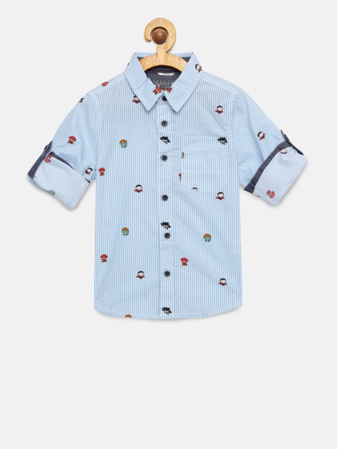

Allen Solly Junior Boys Blue & White Regular Fit Striped Casual Shirt