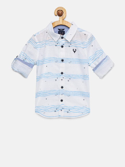 

Allen Solly Junior Boys White & Blue Striped Casual Shirt