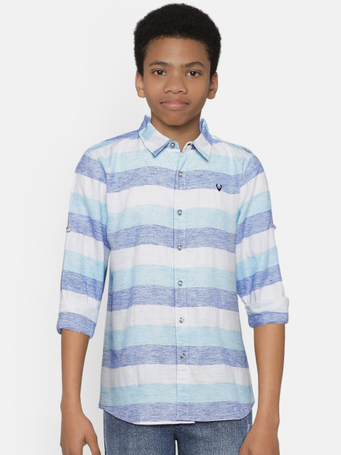 

Allen Solly Junior Boys Blue & White Striped Regular Fit Casual Shirt