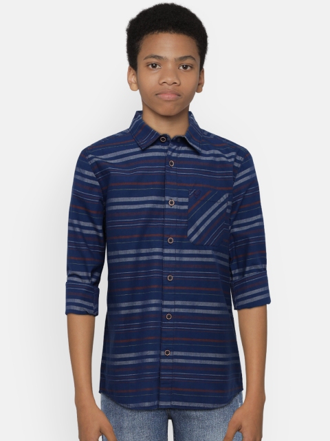 

Allen Solly Junior Boys Navy Blue Striped Casual Shirt