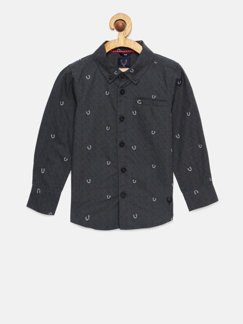 

Allen Solly Junior Boys Charcoal Grey Printed Casual Shirt