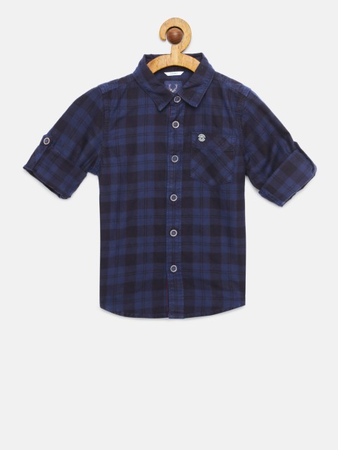 

Allen Solly Junior Boys Navy Blue & Black Checked Casual Shirt