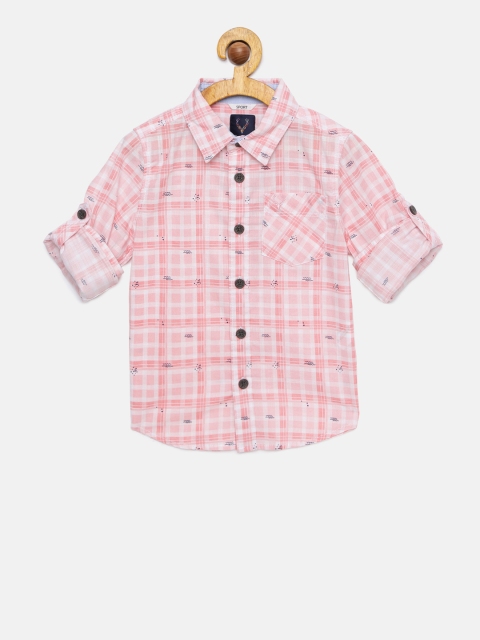 

Allen Solly Junior Boys Pink & White Checked Casual Shirt