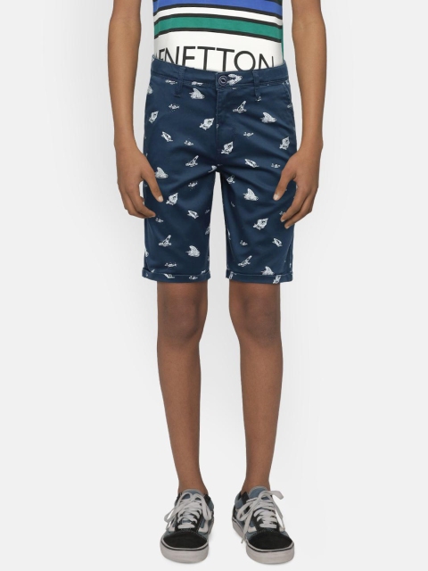 

Allen Solly Junior Boys Navy Blue Printed Regular Fit Shorts