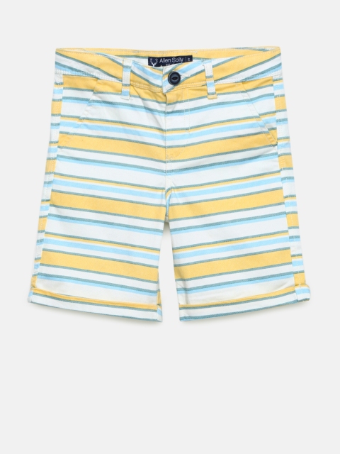 

Allen Solly Junior Boys Yellow Striped Regular Fit Regular Shorts