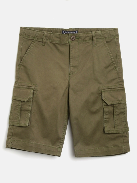 

Allen Solly Junior Boys Olive Green Solid Regular Fit Cargo Shorts