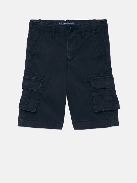 

Allen Solly Junior Boys Navy Blue Solid Regular Fit Cargo Shorts