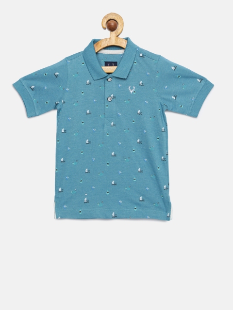 

Allen Solly Junior Boys Blue Printed Polo Collar T-shirt
