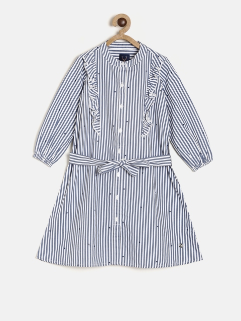 

Allen Solly Junior Girls Blue Striped A-Line Dress