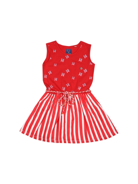 

Allen Solly Junior Girls Red Printed Fit and Flare Dress