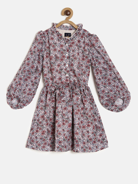 

Allen Solly Junior Girls Maroon Floral Printed Fit and Flare Dress