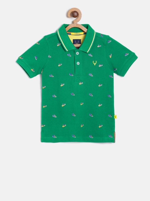 

Allen Solly Junior Boys Green Printed Polo Collar T-shirt