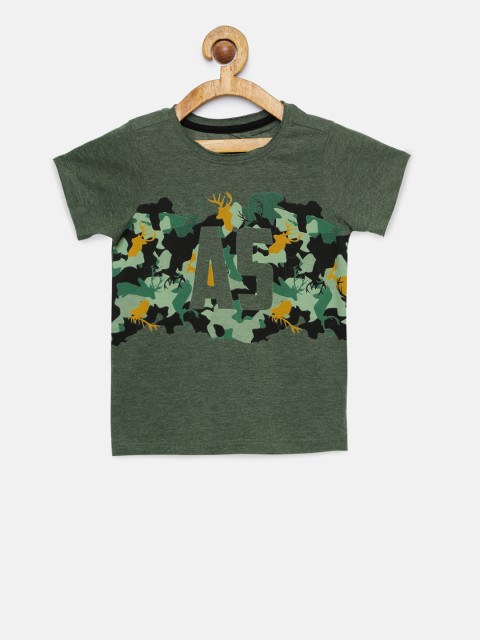 

Allen Solly Junior Boys Green Printed Round Neck T-shirt
