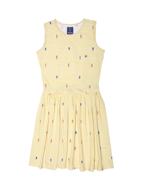 

Allen Solly Junior Girls Yellow Striped Fit and Flare Dress