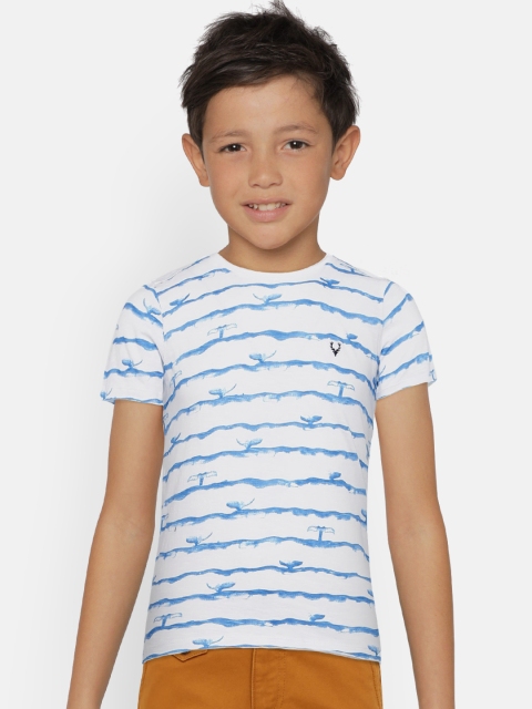 

Allen Solly Junior Boys White & Blue Striped Round Neck T-shirt
