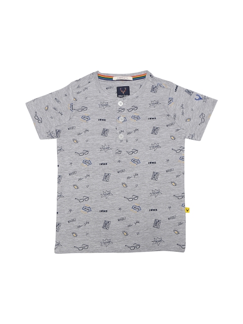 

Allen Solly Junior Boys Grey Melange Printed Round Neck T-shirt