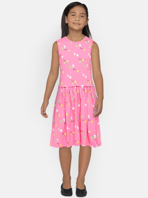 

Allen Solly Junior Girls Printed Pink Fit and Flare Dress