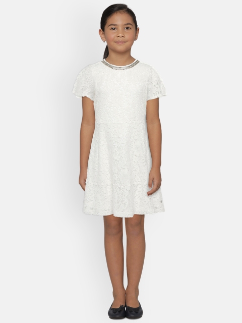 

Allen Solly Junior Girls Self Design White Fit and Flare Dress
