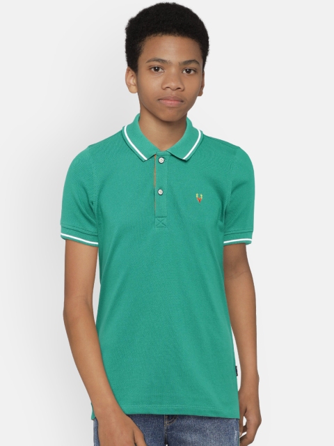 

Allen Solly Junior Boys Green Solid Polo Collar T-shirt