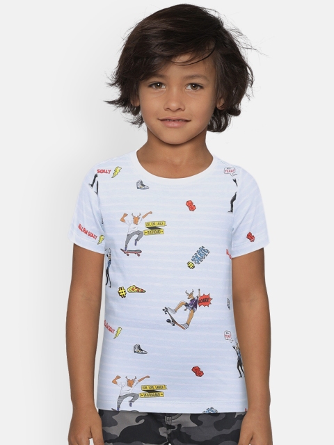 

Allen Solly Junior Boys White & Blue Printed Round Neck T-shirt