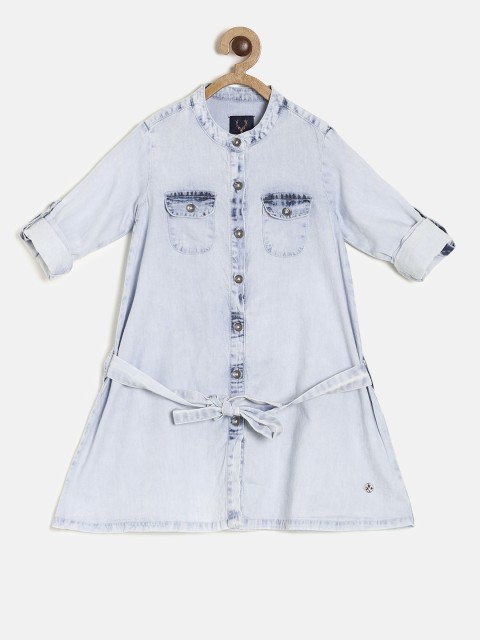 

Allen Solly Junior Girls Blue Solid Denim A-Line Dress