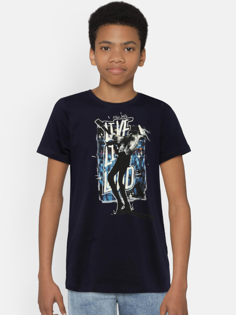 

Allen Solly Junior Boys Navy Blue Printed Round Neck T-shirt