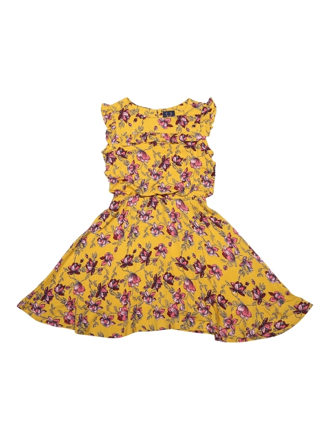 

Allen Solly Junior Girls Yellow Floral Printed Fit and Flare Dress