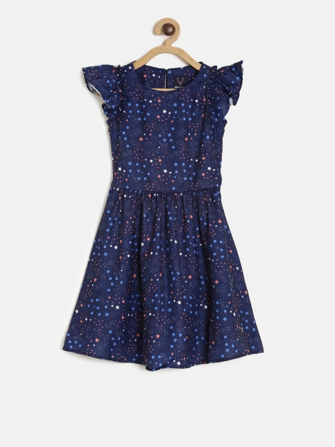 

Allen Solly Junior Girls Navy Blue Printed Fit and Flare Dress